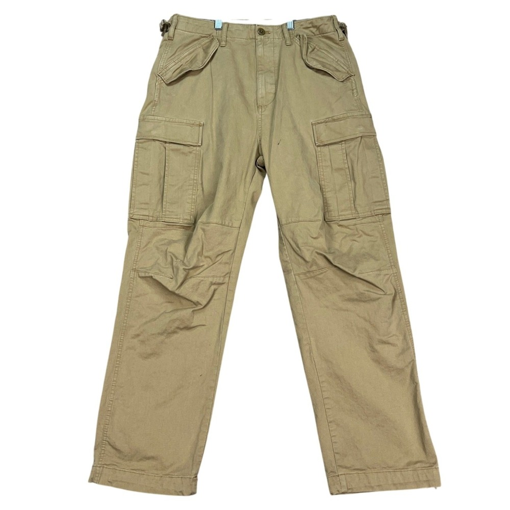 Gap Cargo Pants Mens 29x30 Khaki Tan Straight Leg Flap Pockets Adjustable Waist